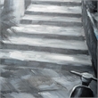 Mercana Memory Lanes Diptych Italian Laneway On Canvas Oil Painting in Gray