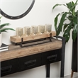 Mercana Benk Wood And Black Metal Five Cup Candle Holder in Gold