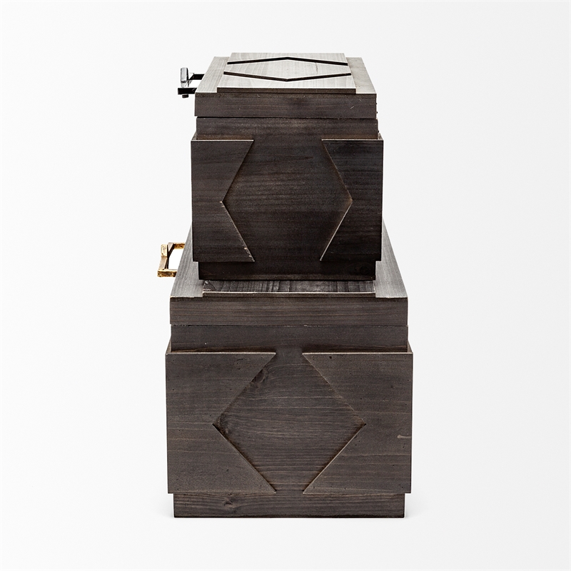 Mercana Cassia Brown Wooden Boxes (Set Of 2)