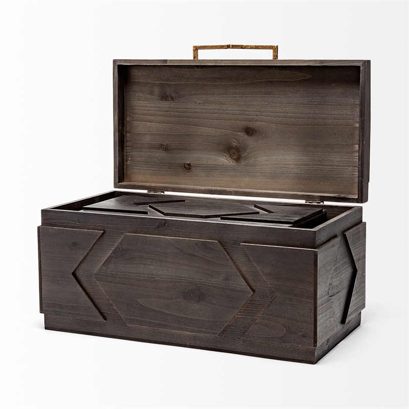 Mercana Cassia Brown Wooden Boxes (Set Of 2)