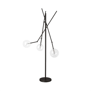 Mercana Connor Ii 84&quot Black Metal Glass Globe Three Light Floor Lamp