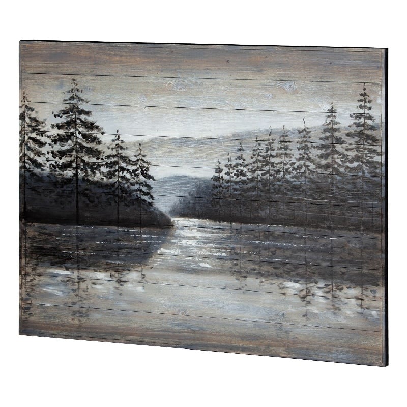 Mercana Sunset Narrows 48X36 Original Hand Painted On Wood Oil Painting in Gray