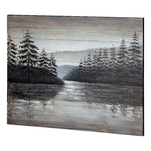 Mercana Sunset Narrows 48X36 Original Hand Painted On Wood Oil Painting in Gray