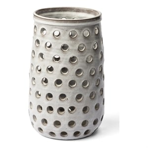 Mercana Canasta Small Rustic White Ceramic Cylindrical Vase
