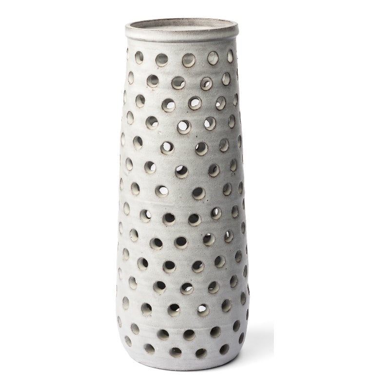Mercana Canasta Large Rustic White Ceramic Decorative Vase