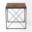 Mercana Trestman Ii Square Top Brown Wood And Iron Cross Braced End/Side Table