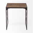 Mercana Trestman Ii Square Top Brown Wood And Iron Cross Braced End/Side Table