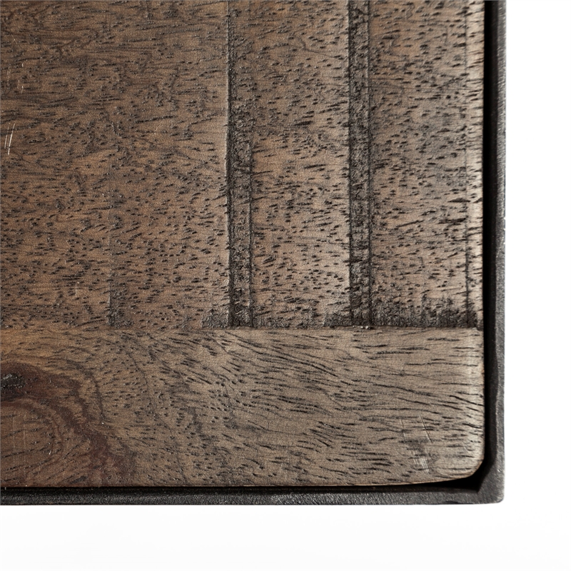 Mercana Trestman Ii Square Top Brown Wood And Iron Cross Braced End/Side Table