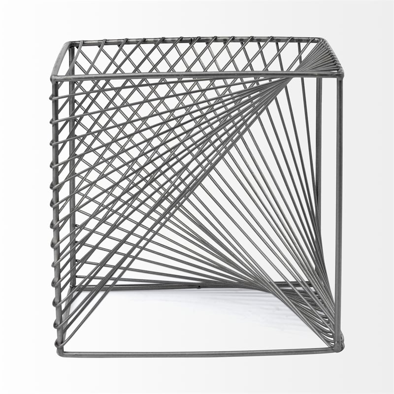 Mercana Rochon 8L X 8W Gray Metal Decorative Cube in Gunmetal