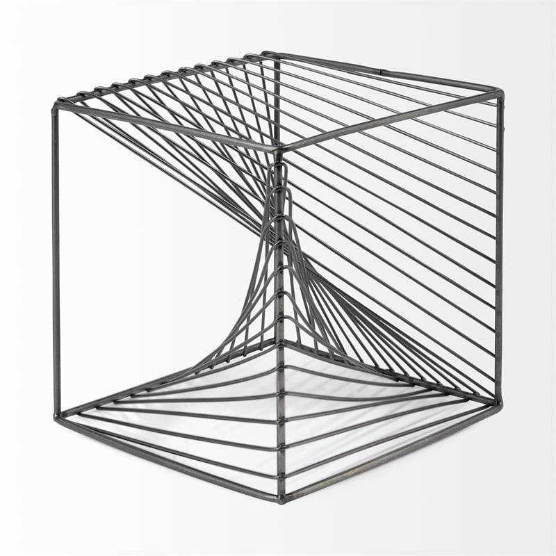 Mercana Rochon 8L X 8W Gray Metal Decorative Cube in Gunmetal