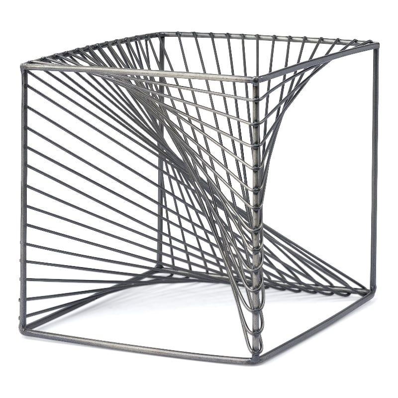 Mercana Rochon 8L X 8W Gray Metal Decorative Cube in Gunmetal