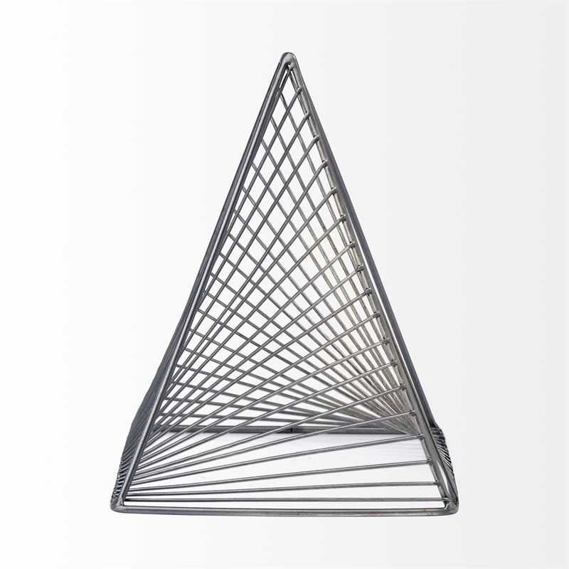 Mercana Risley 8L X 8W Gray Metal Triangular Decorative Object in Gunmetal