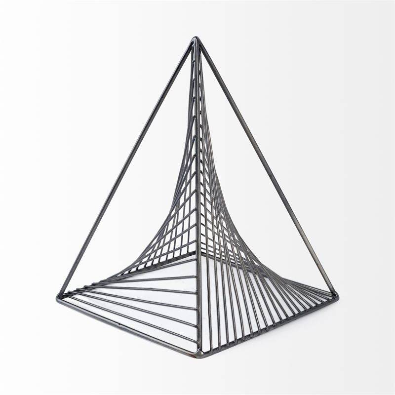 Mercana Risley 8L X 8W Gray Metal Triangular Decorative Object in Gunmetal