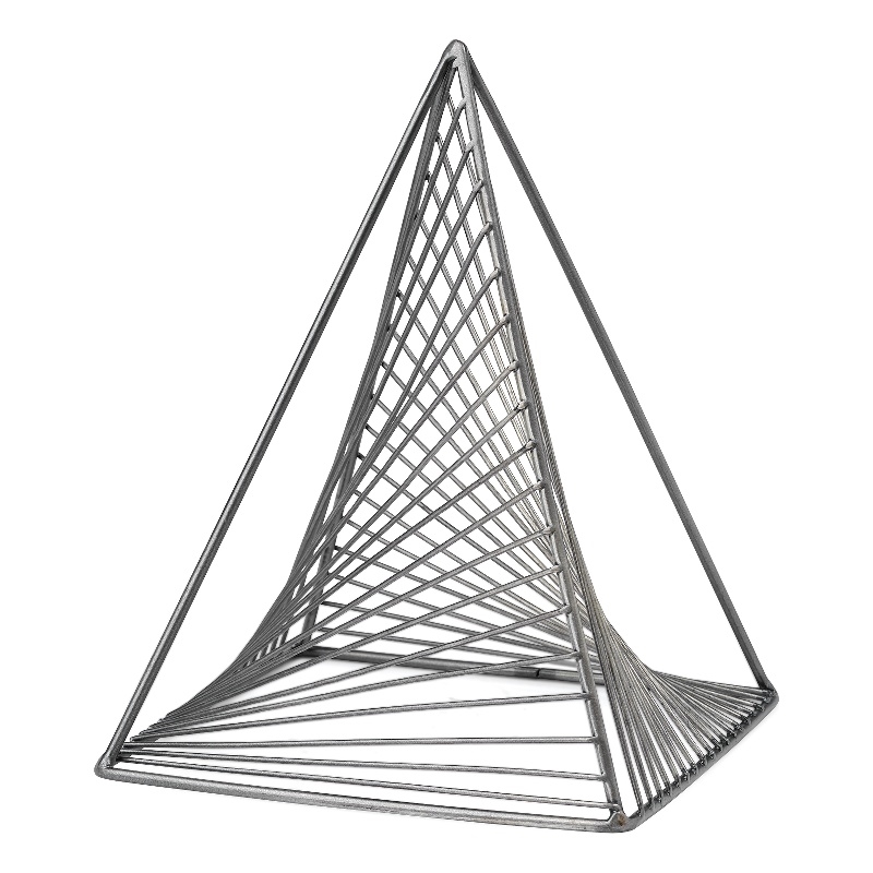 Mercana Risley 8L X 8W Gray Metal Triangular Decorative Object in Gunmetal