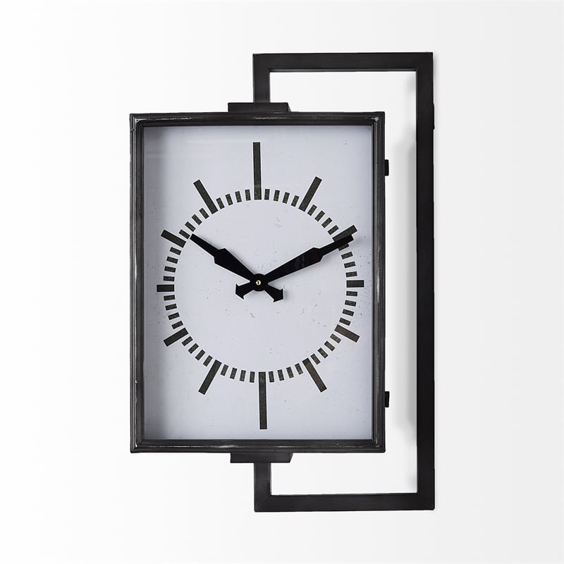 Mercana Hagar Rectangular Large industrial Wall Clock in Black