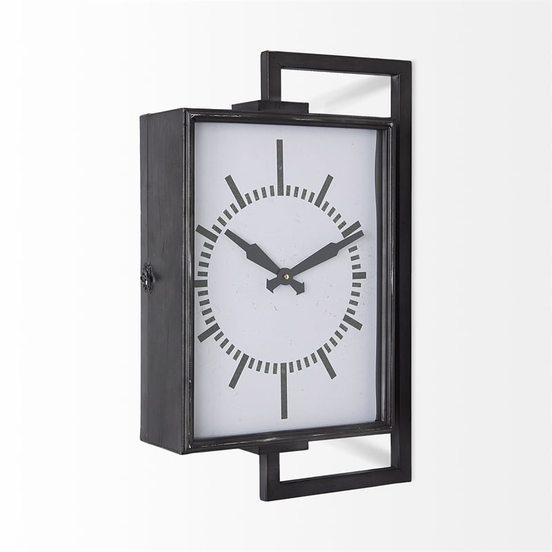 Mercana Hagar Rectangular Large industrial Wall Clock in Black