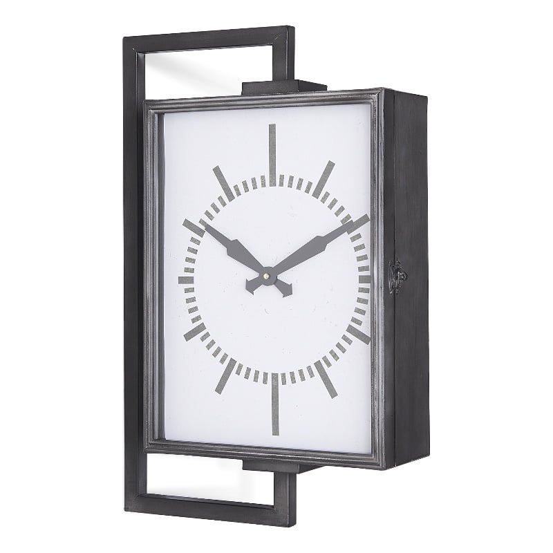 Mercana Hagar Rectangular Large industrial Wall Clock in Black