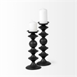 Mercana Candelero I Small Matte Black Metal Grooved Table Candle Holder
