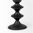 Mercana Candelero I Small Matte Black Metal Grooved Table Candle Holder