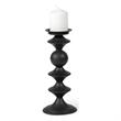 Mercana Candelero I Small Matte Black Metal Grooved Table Candle Holder