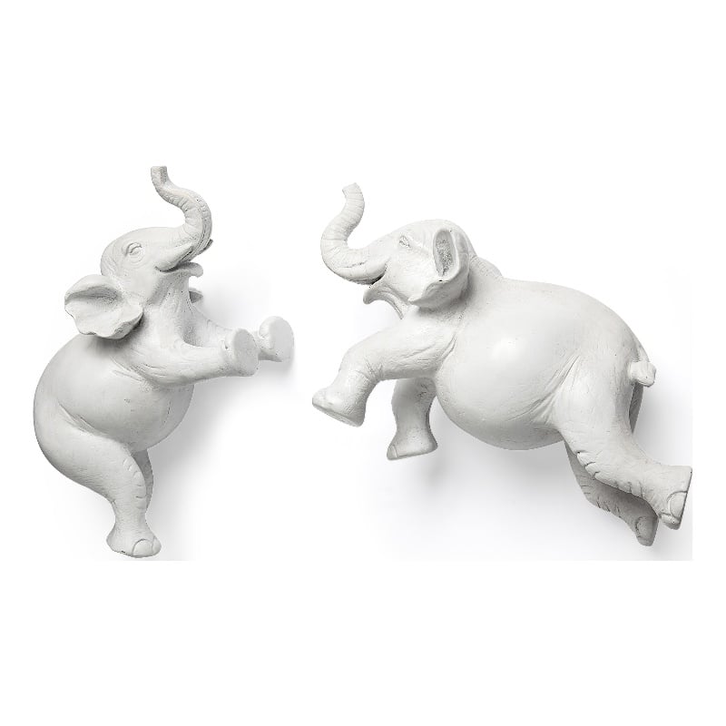 Mercana Maynard Set Of 2 White Elephant Wall Decorations