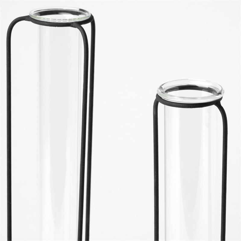 Mercana Beeker Set Of Three Matte Black Metal Test Tube Style Vases