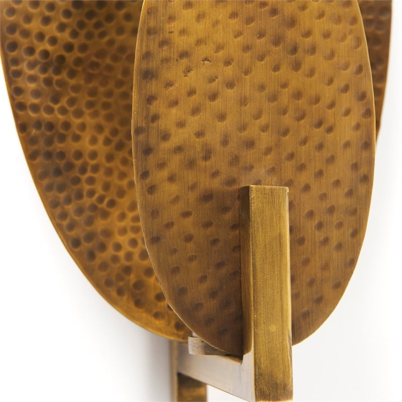 Mercana Clarence 7.0L X 5.3W X 17.0H Metal Hammered Gold Round Wall Sconce