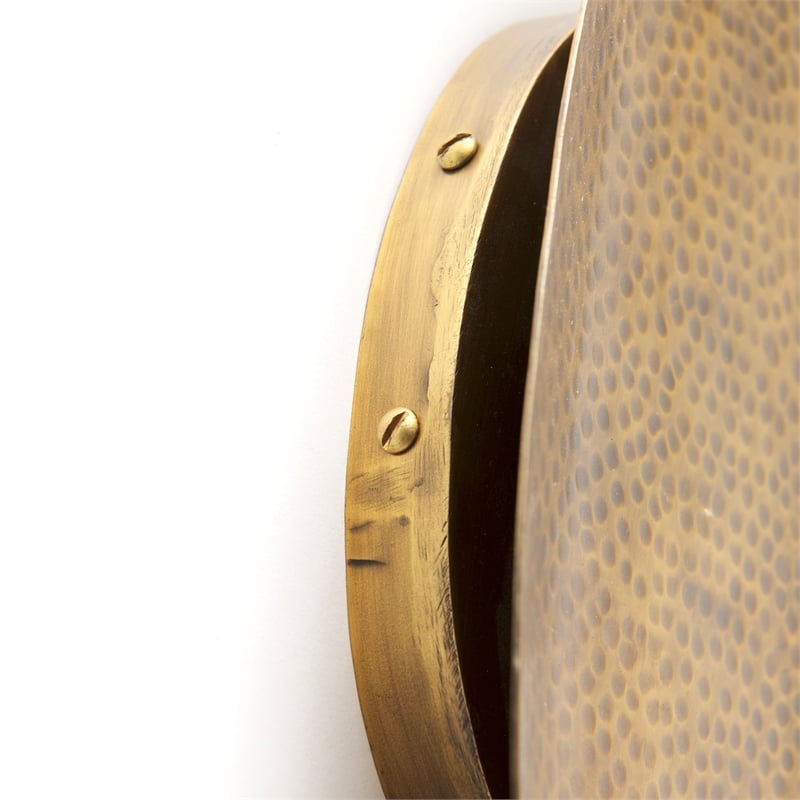Mercana Clarence 7.0L X 5.3W X 17.0H Metal Hammered Gold Round Wall Sconce