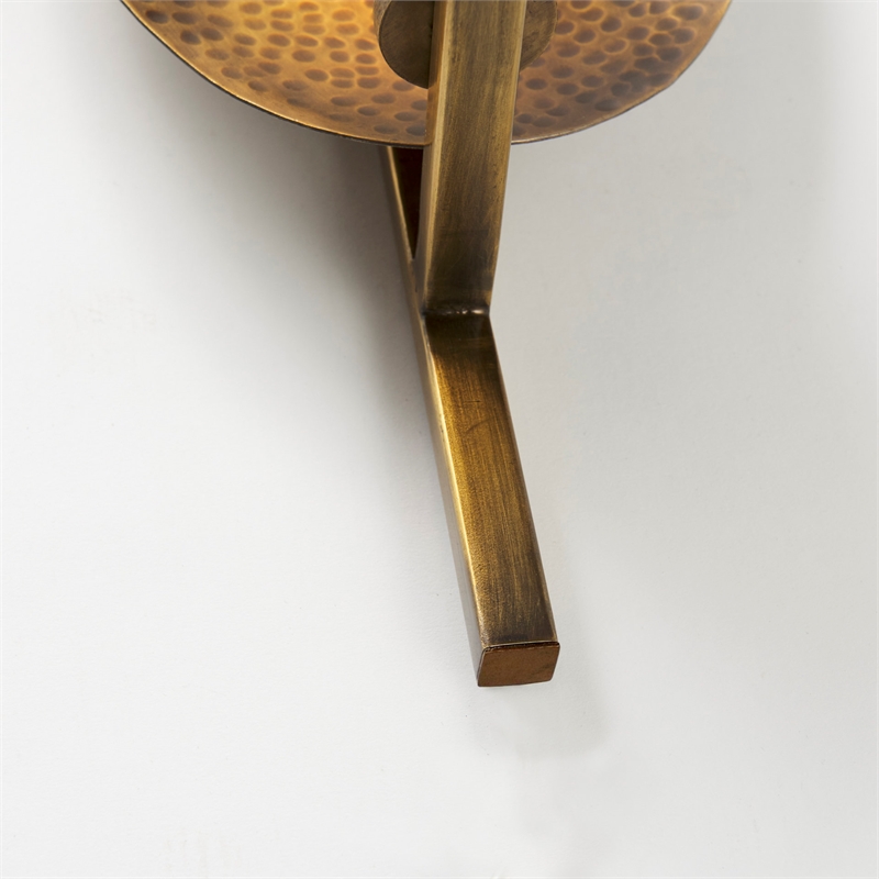 Mercana Clarence 7.0L X 5.3W X 17.0H Metal Hammered Gold Round Wall Sconce