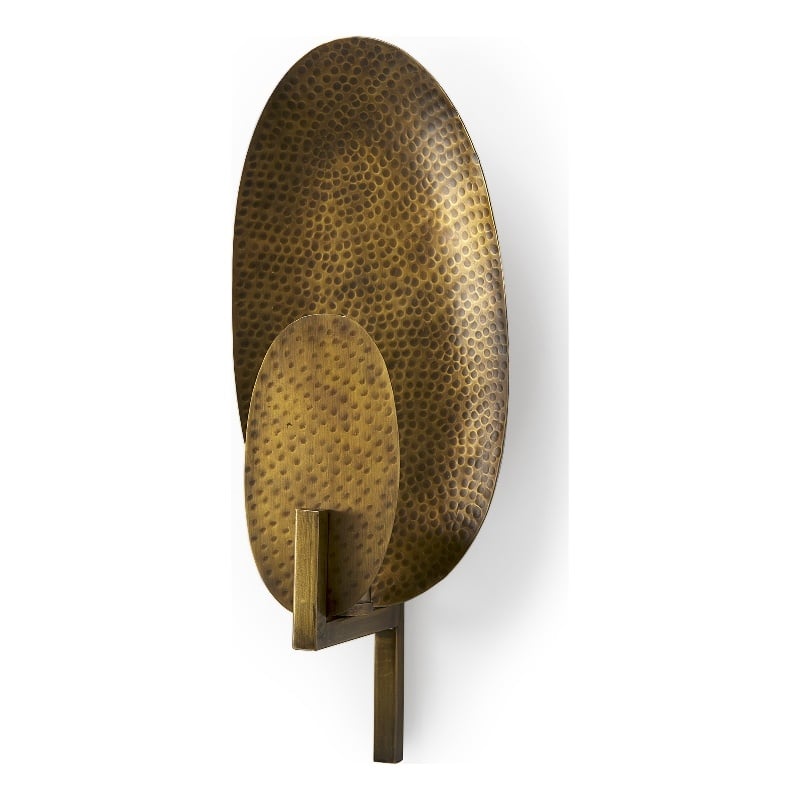 Mercana Clarence 7.0L X 5.3W X 17.0H Metal Hammered Gold Round Wall Sconce