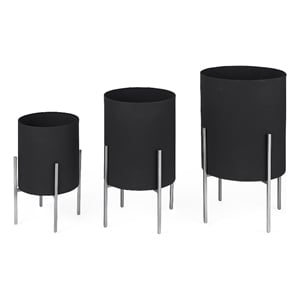 Mercana Claypoole Black Plant Stands (Set Of 3)