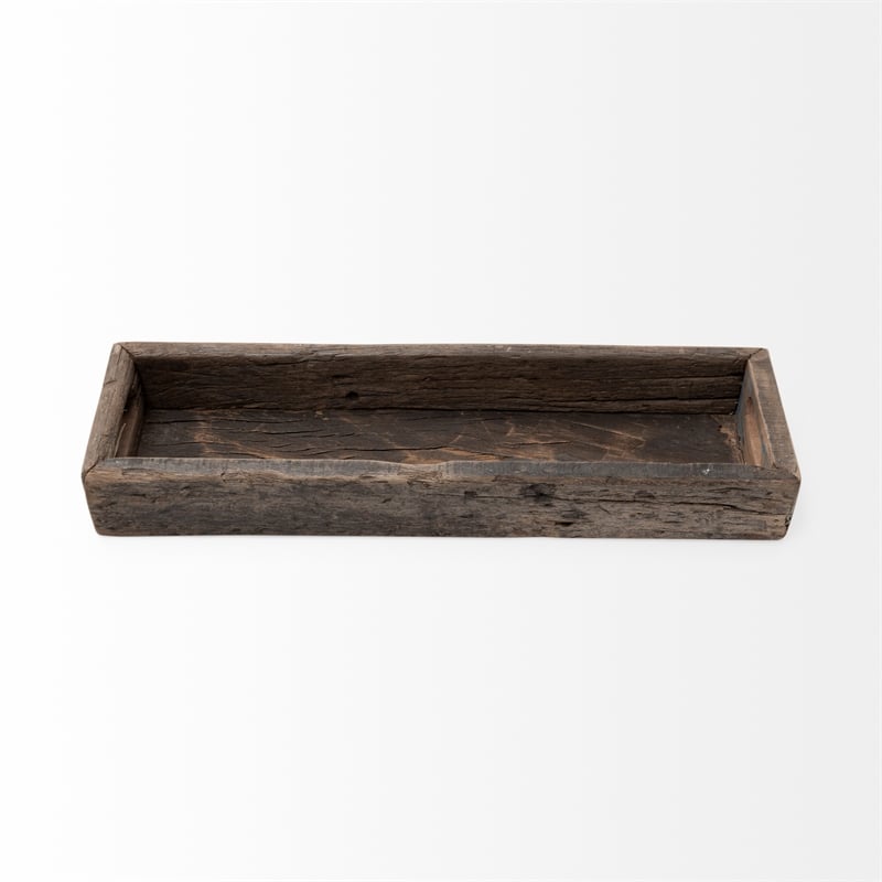 Mercana Vernon Small 24L X 7W Brown Reclaimed Wood Tray