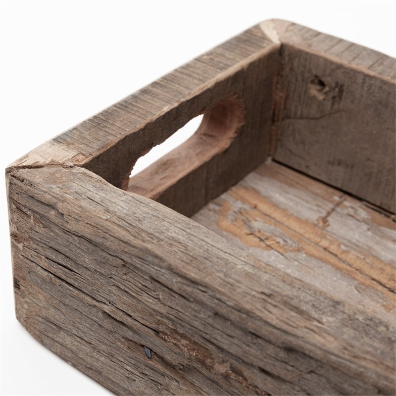 Mercana Vernon Small 24L X 7W Brown Reclaimed Wood Tray