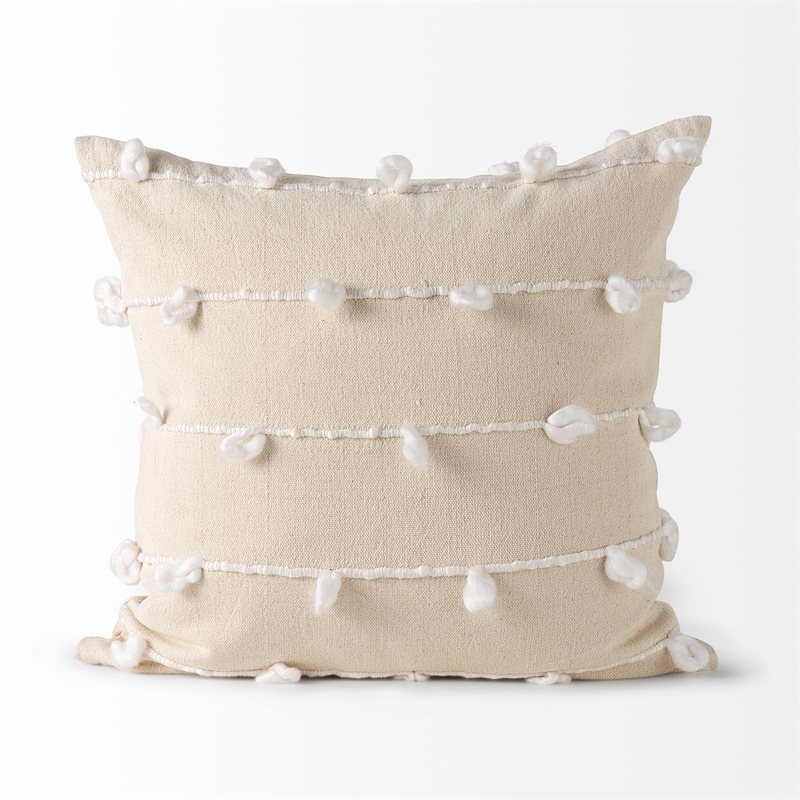 Mercana Erica 20 X 20 Cream With White Detail Decorative Pillow Cover