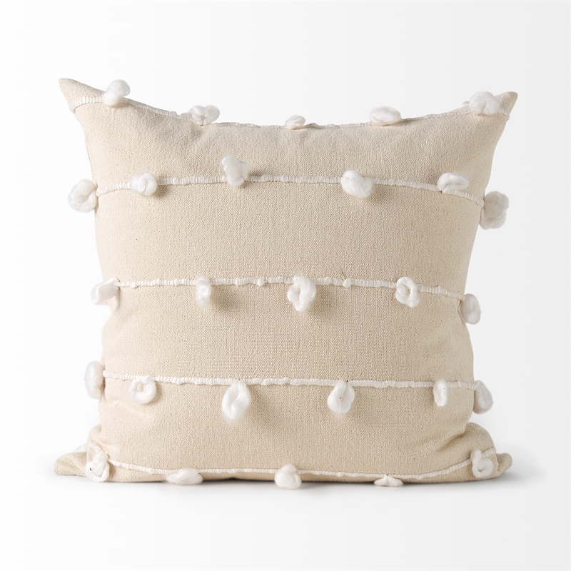 Mercana Erica 20 X 20 Cream With White Detail Decorative Pillow Cover
