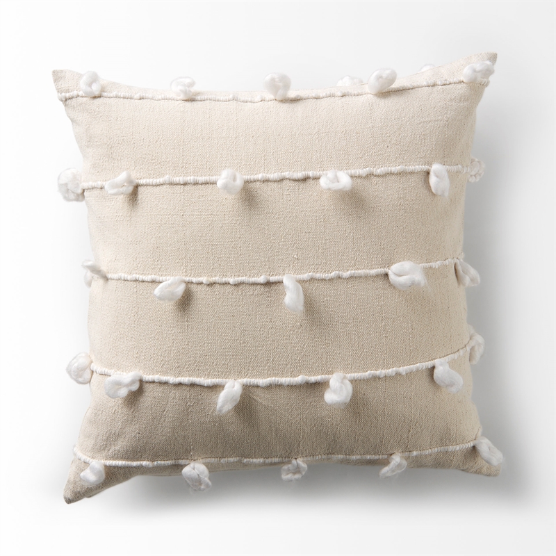 Mercana Erica 20 X 20 Cream With White Detail Decorative Pillow Cover