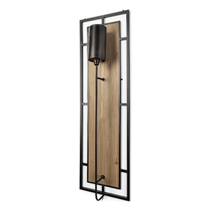 mercana cleo 16.9x57.1 black metal and wood rectangular wall sconce