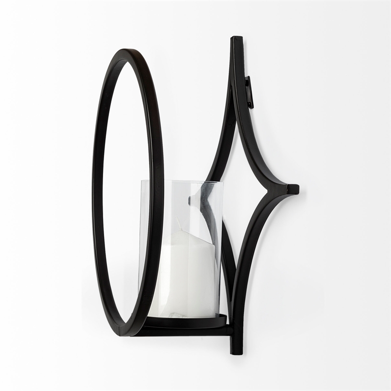 Mercana Lyra Ii Wall-Mounted Candle Holder in Black