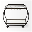 Mercana Chriselle Black Metal And Glass Two Tier Bar Cart