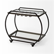 Mercana Chriselle Black Metal And Glass Two Tier Bar Cart