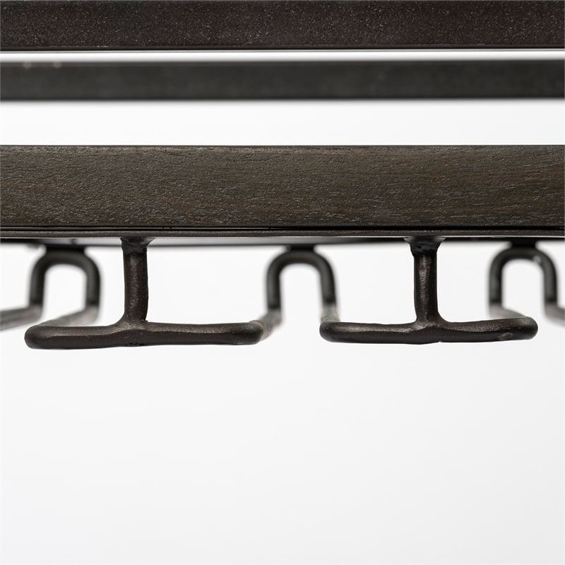 Mercana Chriselle Black Metal And Glass Two Tier Bar Cart