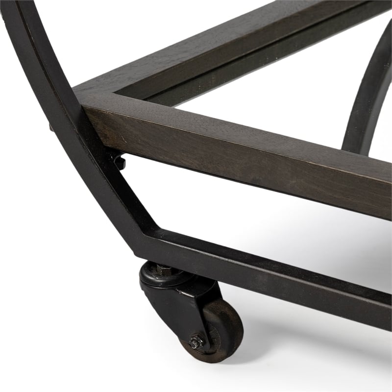 Mercana Chriselle Black Metal And Glass Two Tier Bar Cart