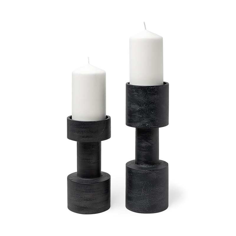 Mercana Bolton I 3.9L X 3.9W X 10.6H Black Metal Table Candle Holders