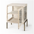 Mercana Arelius 20L X 18W X 26H White Wood W/ Gold Metal Frame End/Side Table