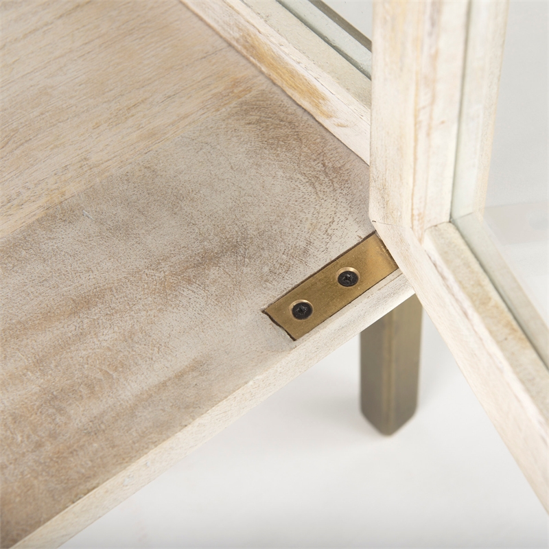 Mercana Arelius 20L X 18W X 26H White Wood W/ Gold Metal Frame End/Side Table