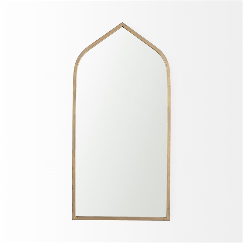 Mercana Giovanna 23.6L X 1.2W X 48.8H Gold Metal Frame Ogee Arch Vanity Mirror