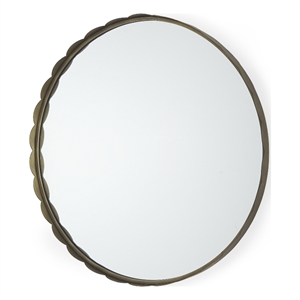 Mercana Adelaide 29.7&quot Gold Metal Scallop Edge Round Mirror