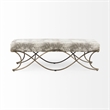 Mercana Ayla Light And Dark Gray Fabric Seat W/ Antique Gold Metal Frame Bench
