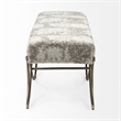 Mercana Ayla Light And Dark Gray Fabric Seat W/ Antique Gold Metal Frame Bench