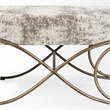 Mercana Ayla Light And Dark Gray Fabric Seat W/ Antique Gold Metal Frame Bench